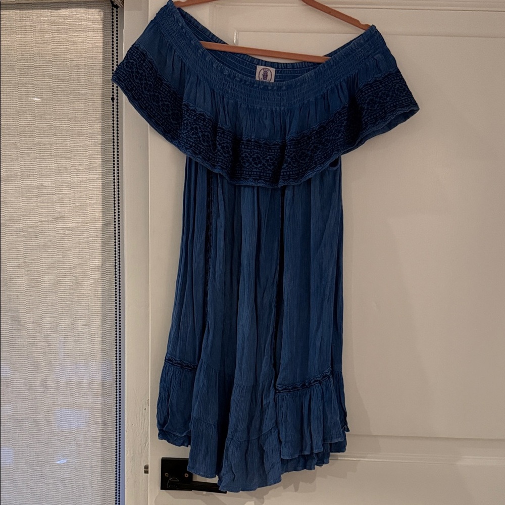 Elegant Blue Off-Shoulder Mini Dress
